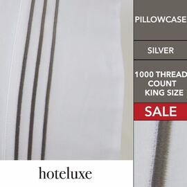 Ambassador Embroidered King Size Pillowcase -1000TC Silver 