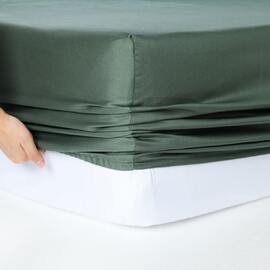 400TC 50cm Fitted Sheets Queen Bed Extra Depth [colour: Forest Green]