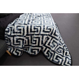 Printed Mink Blanket Greek Key Navy (2215K1)