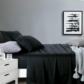 400 Thread Count Fitted Sheet Black Long Single Bed