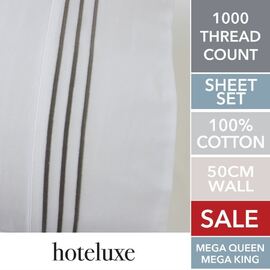 Ambassador 1000 TC Embroidered Sheet Set Silver [SIZE: Queen Bed Extra Depth]