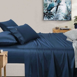 400 Thread Count Sheet Set Navy Long Single Bed