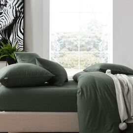 Jersey Quilt Cover Set Olive Green [SIZE: Super King Bed]