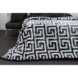 Printed Mink Blanket Greek Key Navy (2215K1)