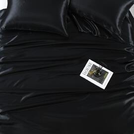 Satin Sheet Set Queen Bed Black